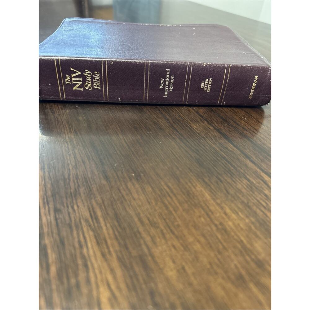 Vintage NIV Study Bible 1985 Zondervan Maroon Top Grain Leather Great Notes Love